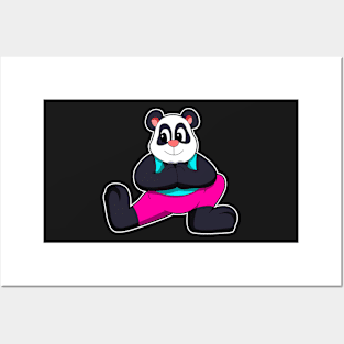 Panda at Yoga stretching exercises Posters and Art